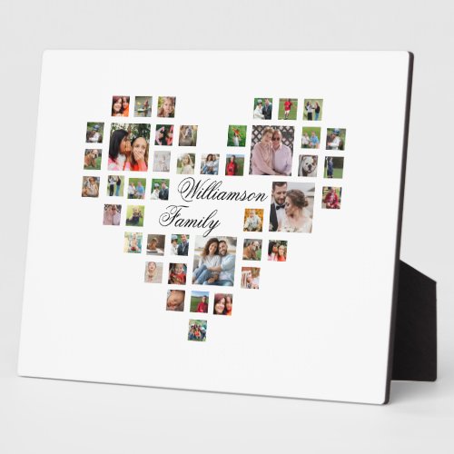 modern family White  heart 43 photo collage   Plaque