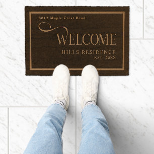 Modern Family Year Established Address Black Gold Fiber Doormat