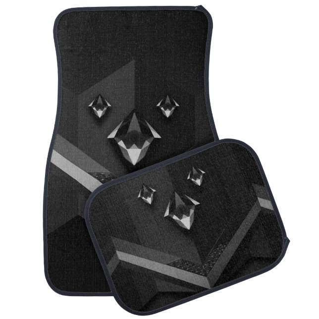 Modern, fancy, classy, future, diamond, black car floor mat (Set)