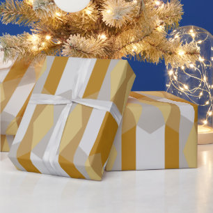 Modern Fancy Geometric Gold and Silver Grey Wrapping Paper