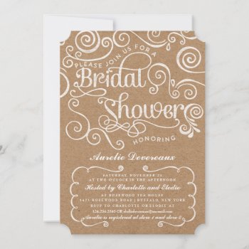 Modern Fancy Kraft Swirls Bridal Shower Invitation by Jujulili at Zazzle