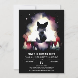 Modern Fantasy Cat Birthday Invitation