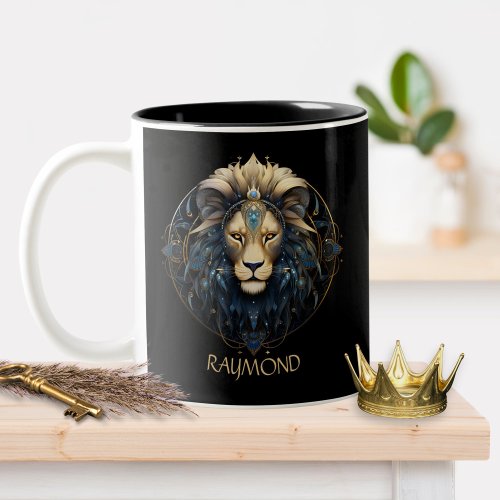 Modern Fantasy Cosmic Lion Zodiac Star Sign Leo  Two_Tone Coffee Mug