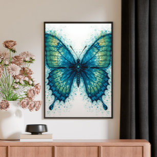 Modern Fantasy Fractal Art Watercolor Butterfly Canvas Print