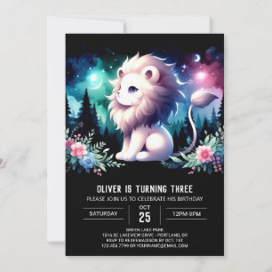 Modern Fantasy Lion Birthday Invitation