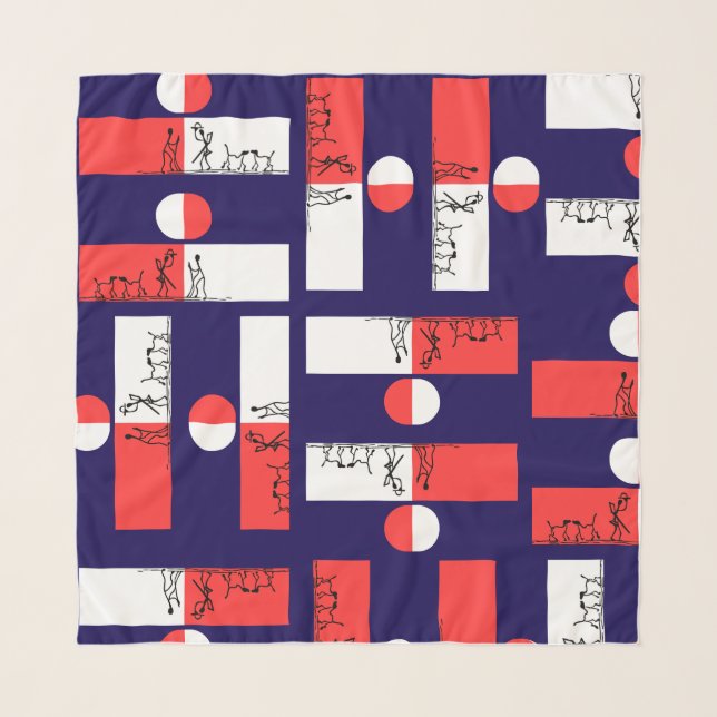 Modern Farer in Sunset - Set in Dark Blue  Scarf (Front)