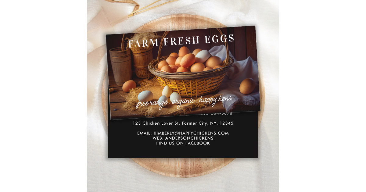 Modern Farm Fresh Eggs Chicken Egg Business Card Zazzle