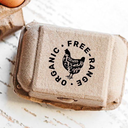 Modern Farm Fresh Eggs Typography Chicken Self_inking Stamp