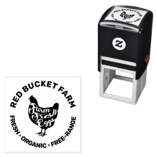 Modern Farm Fresh Eggs Typography Chicken Self-inking Stamp