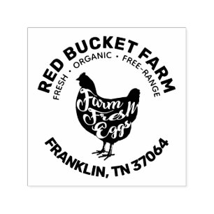 Modern Farm Fresh Eggs Typography Chicken Self-inking Stamp