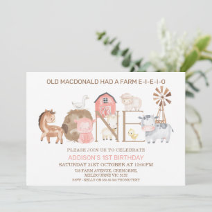 Modern Farm Themed First Birthday Invitation