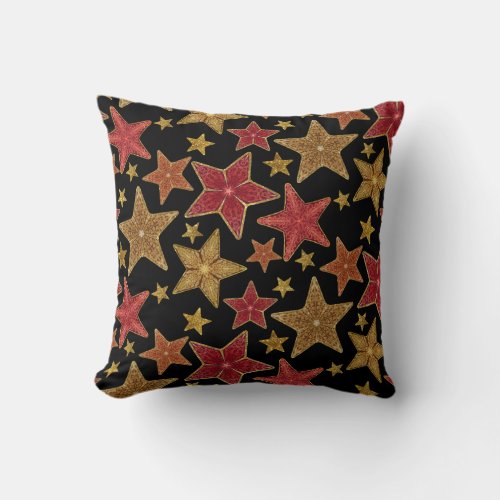 Modern Farm Watercolor Art Christmas Star Pattern Throw Pillow