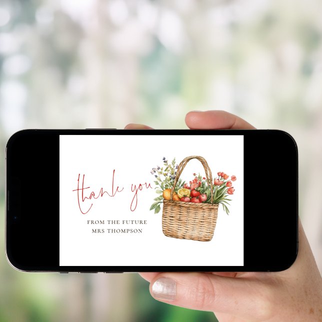 Modern Farmers Market Bridal Shower Thank you card (Front Digital)