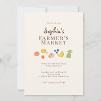 Modern Farmer's Market Hand Drawn Party Invitation