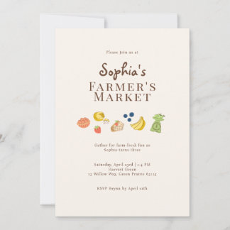 Modern Farmer's Market Hand Drawn Party Invitation