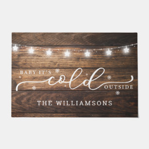 Modern Farmhouse Baby It's Cold Outside Name Doormat