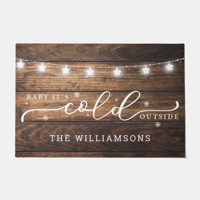 Modern Farmhouse Baby It's Cold Outside Name  Doormat (Front)