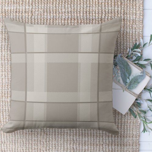 Modern Farmhouse Beige And Tan Plaid Couch Throw Pillow