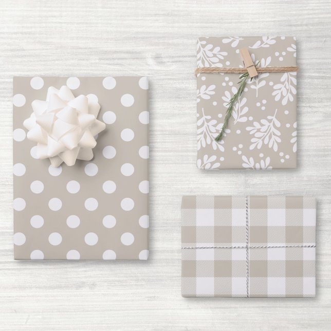 Modern Farmhouse Beige Holiday Gift Wrapping Paper Sheets (Creator Uploaded)