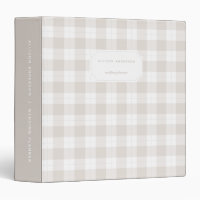 Modern Farmhouse Beige Plaid 3 Ring Binder