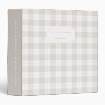 Modern Farmhouse Beige Plaid 3 Ring Binder