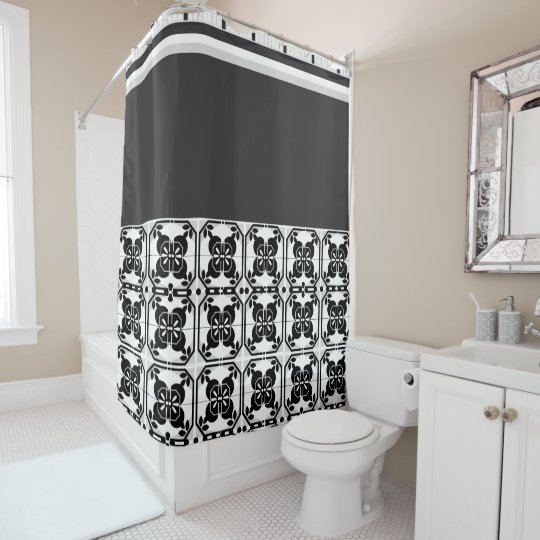 Modern Farmhouse Black and White Classy Shower Curtain