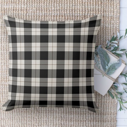 Modern Farmhouse Black And White Plaid Couch Throw Pillow