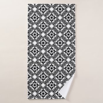 Modern Farmhouse Black And White Tile Bath Towel by GIFTSBYHEATHERMYERS at Zazzle
