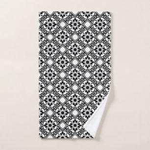 MODERN FARMHOUSE BLACK AND WHITE TILE HAND TOWEL 