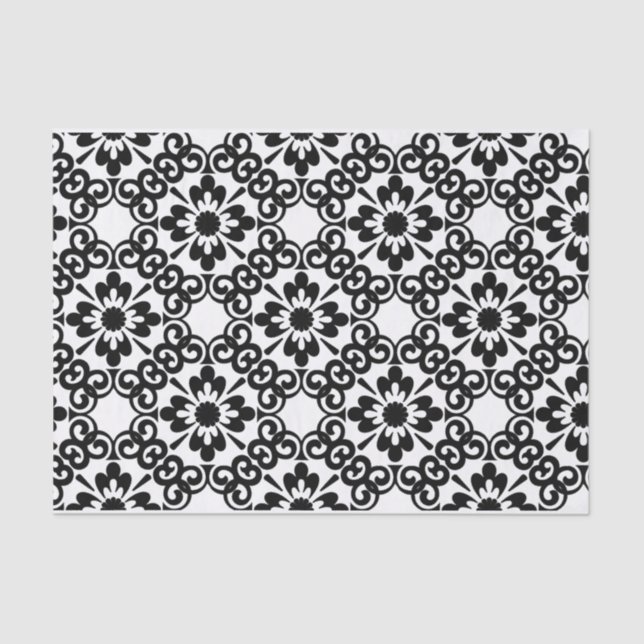 MODERN FARMHOUSE BLACK AND WHITE TILE TISSUE PAPER (Front)