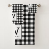 Holiday monogram Modern Buffalo Plaid Bath Towel Set