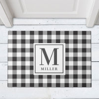 Modern Farmhouse Black Buffalo Plaid Monogrammed