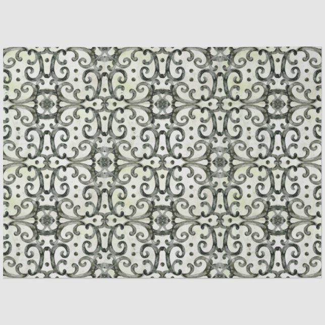 Modern Farmhouse Black n White Swirls Decoupage  Tissue Paper (Front)