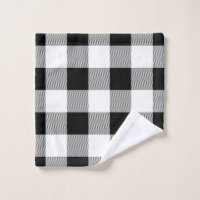 Black & White Buffalo Gingham Checkered Plaid Bath Towel Set, Zazzle