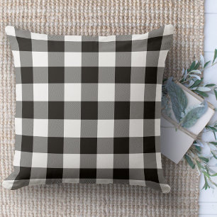 Modern Farmhouse Black & White Buffalo Plaid Throw Pillow