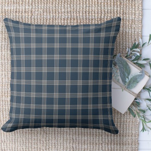 Modern Farmhouse Blue And White Plaid Couch Throw Pillow