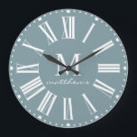 Modern Farmhouse Blue Family Name Large Clock<br><div class="desc">Modern Farmhouse Blue Family Name Large Clock - Bold, modern farmhouse clock features your monogram and name. Our high quality template makes it so simple for you to customize your clock. Our clock would make a lovely gift to be treasured for years to come. Clock is part of a collection....</div>