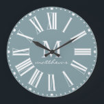 Modern Farmhouse Blue Family Name Large Clock<br><div class="desc">Modern Farmhouse Blue Family Name Large Clock - Bold, modern farmhouse clock features your monogram and name. Our high quality template makes it so simple for you to customize your clock. Our clock would make a lovely gift to be treasured for years to come. Clock is part of a collection....</div>