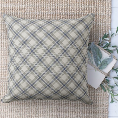 Modern Farmhouse Brown And Blue Couch Throw Pillow