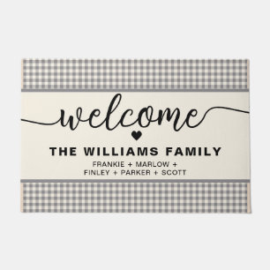 Modern Farmhouse Buffalo Check Plaid Monogrammed  Doormat