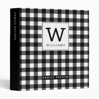 Modern Farmhouse Buffalo Plaid Monogram Recipe 3 Ring Binder