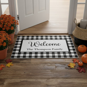 Modern Farmhouse Buffalo Plaid Welcome Doormat