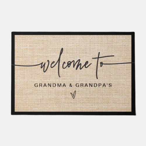 Modern Farmhouse Burlap Grandma  Grandpas Welcome Doormat