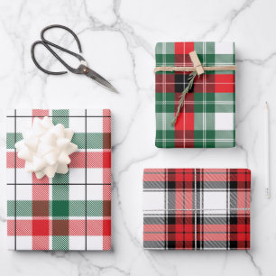 Modern Farmhouse Charm Classic Christmas Plaid Wrapping Paper Sheets