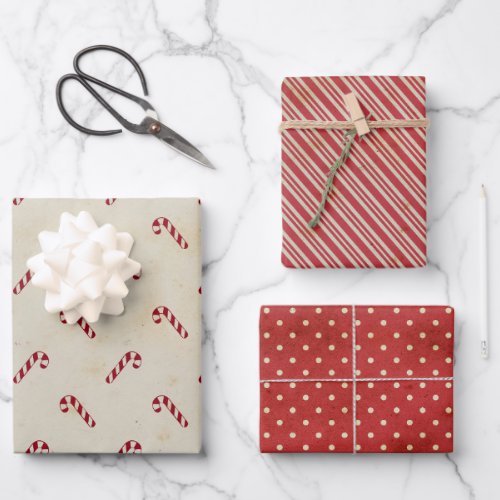  Modern Farmhouse Christmas Candy Cane Wrapping Paper Sheets