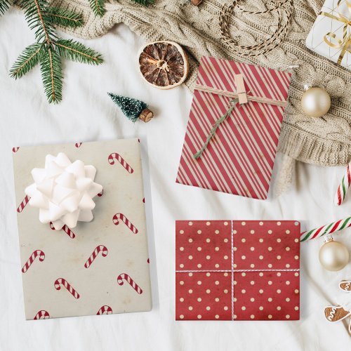  Modern Farmhouse Christmas Candy Cane Wrapping Paper Sheets