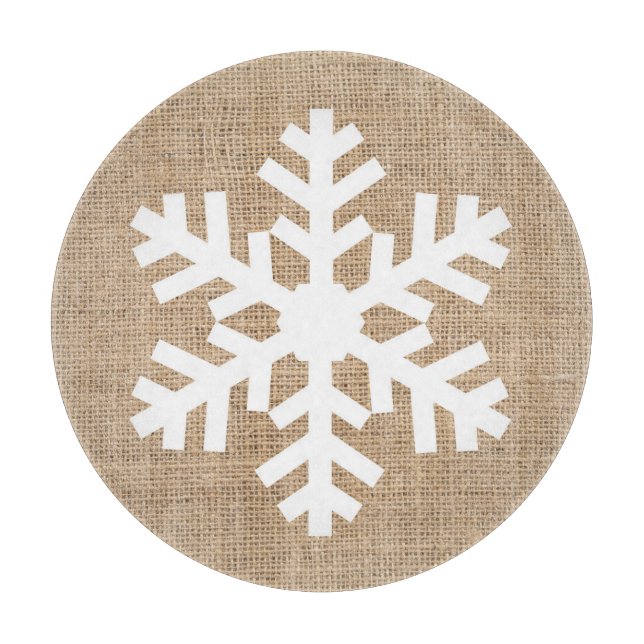 Modern Farmhouse Christmas Snowflake Rustic Burlap Cutting Board (Front)