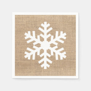 Modern Farmhouse Christmas Snowflake Rustic Burlap Napkins