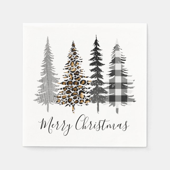 Modern Farmhouse Christmas Trees Napkins (Front)