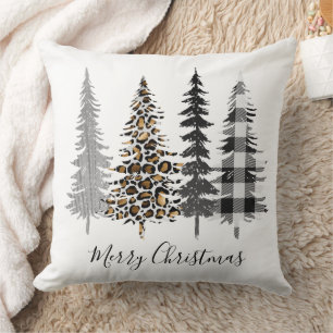 Modern Farmhouse Christmas Trees Throw Pillow